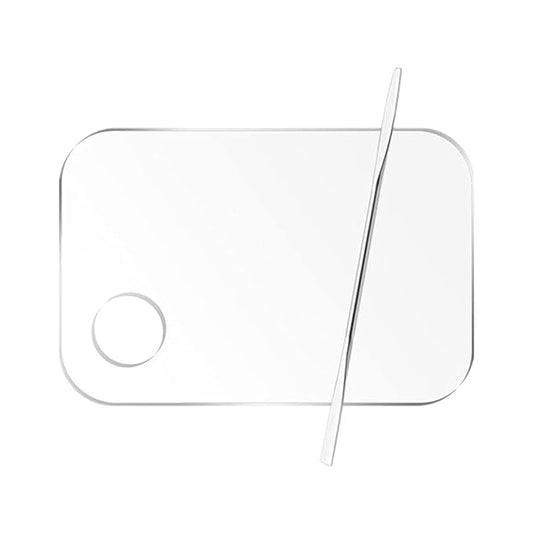 Set of 2 Acrylic Makeup Palette and Metal Spatula Acrylic Cosmetic Palette Cosmetic Artist Palette Mixing Palette with Spatula Nail Art Eye Shadow Lipsticks Mixing Makeup Tools, 10 x 15cm