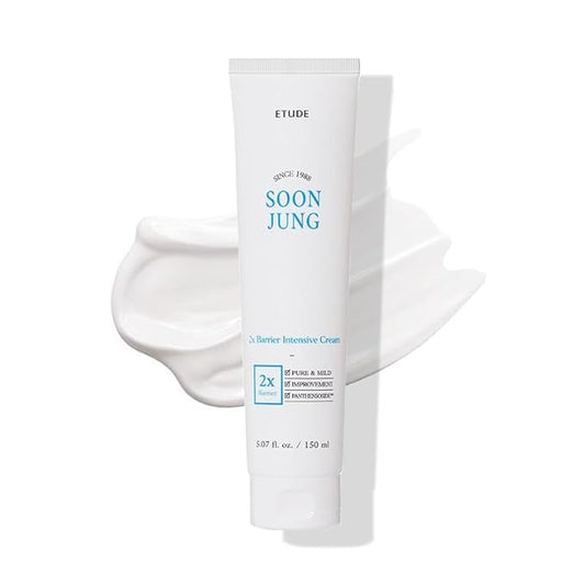 ETUDE SoonJung 2x Barrier Intensive Cream (Original), Hypoallergenic Shea Butter Hydrating Facial Cream for Sensitive Skin, Water-oil Balance & Panthenol, Korean Skin Care (5.07 Fl Oz)