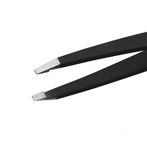 Cliganic Professional Eyebrow Tweezers Slant Tip (Blue) - Precision for Men & Women, Stainless Steel Best for Plucking Chin Facial Hair