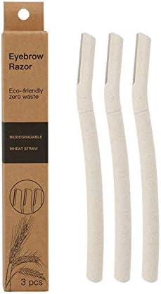 Biodegradable Zero Waste Eco Friendly Compostable 3 Pc Wheat Straw Face Dermaplaning Blade / Eyebrow Hair Trimmer / Shaver Disposable Facial Hair Removal / Face Razor