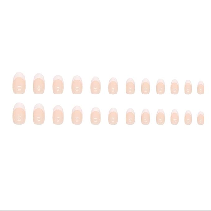 White Fake Nails Tips Almond Press on Nails Women's French False Nails White Medium Glossy Daily Wear Artificail Nails for Nail Art Manicure Decoration 24pcs