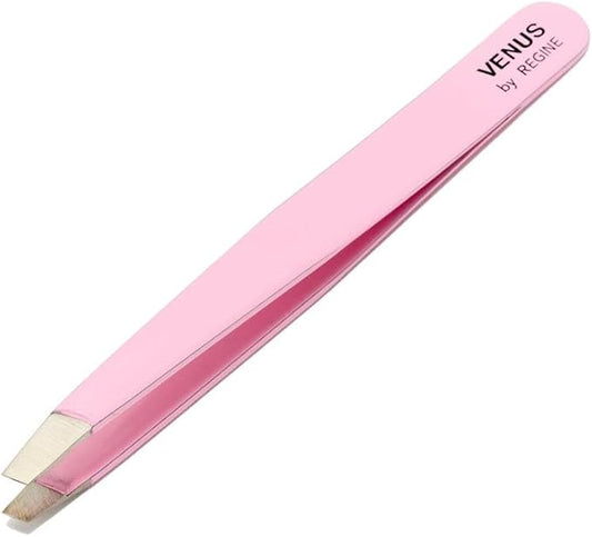 Regine Slant Handmade Tweezers for Women, Precise Tweezers for Men, Eyebrow Tweezers for Women, 25-Degree Angle for Shaping Eyebrows & Grooming Contours of Face (Pink Pearl Limited)