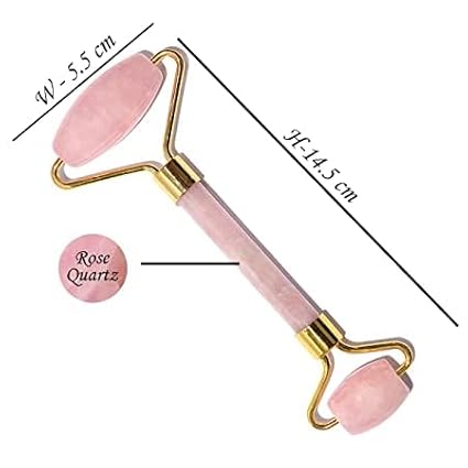 Rose Quartz Roller and Gua sha Set | Reduces Wrinkles, Fine lines and Dark Circles | Pink Jade Roller | Anti-aging Massager for Skin Toning and Tightening for Face, Eyes, Neck