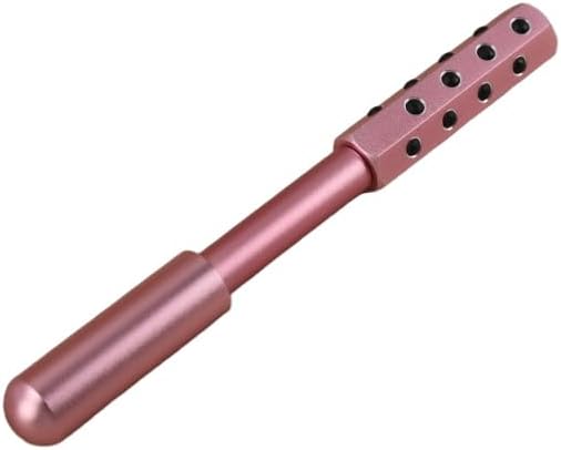 24-Stone Facial Roller - Cooling Face & Neck Massager Tool for Skin Rejuvenation | 360° Contouring with Germanium Stones & Aircraft Aluminum | Portable 7.6" Beauty Roller - Pink