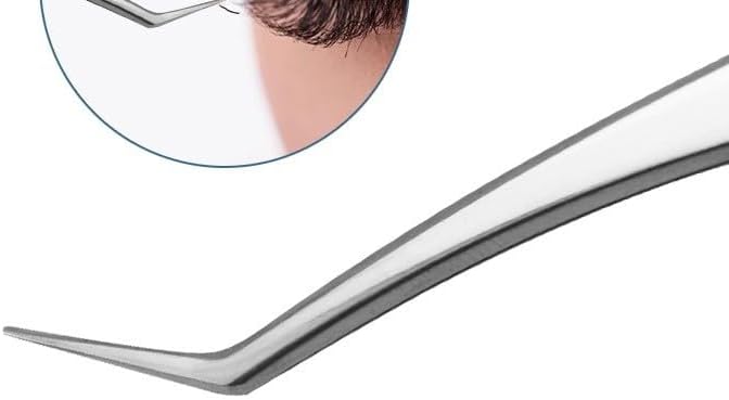 Professional Stainless Steel Eyelash Extension Tweezers, Straight and Curved Lash Tweezers Set for Eyelash Extension Artists Girls Women Beginners Tool (4Pcs/Set Eyelashes Tweezers)