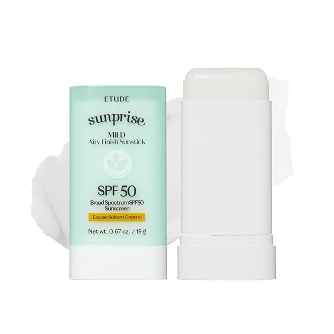 ETUDE Sunprise Mild Airy Finish Sunstick SPF50+ PA++++ Powdery sunscreen, Vegan, Non-Greasy, Sebum Control, Matte Finish, Sensitive Skin Friendly, 19g