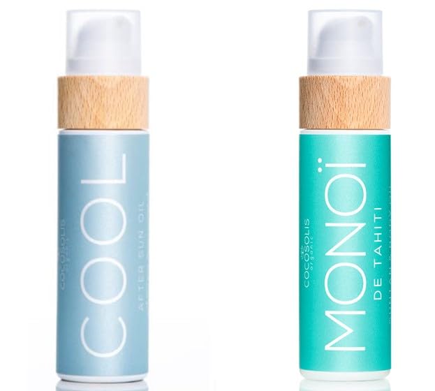 COCOSOLIS Bio Body Oil Bundle – MONOI Tanning Oil and COOL After Sun Oil - Get a Healthy, Longer Lasting Tan and After Sun Recovery