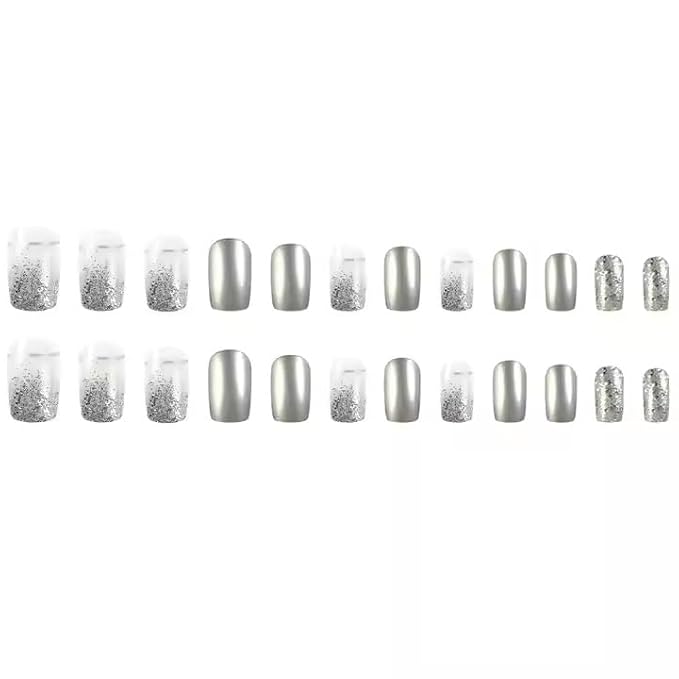 LYS Luxury Silver Press-On Nails.