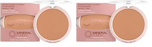 Mineral Fusion Pressed Powder Foundation, Olive 4, 0.32 Ounce (Pack of 2)