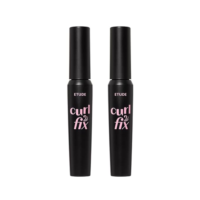 ETUDE Curl Fix Mascara Volume 1+1 Set, Lash Mascara, Strong Curl Up, Long-Lasting, Waterproof, Light-Weight, Korean Makeup, Beauty, Vegan Certified (0.54 Fl Oz)