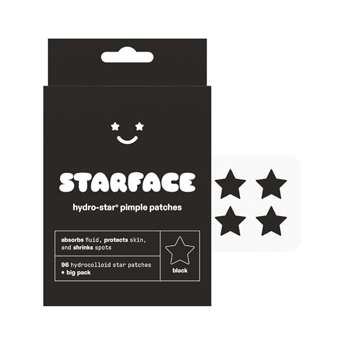 Starface Black Star BIG PACK, Hydrocolloid Pimple Patches, Absorb Fluid and Reduce Redness, Cute Star Shape, Cruelty-Free Skincare (96 Count)