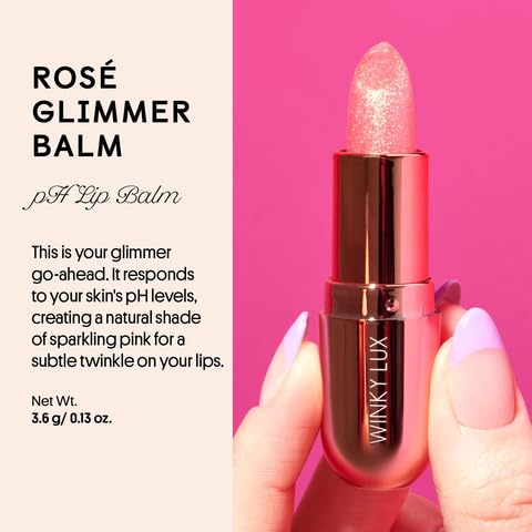 Winky Lux Glimmer Balm, pH, Color Changing Lipstick and Tinted Lip Balm, Vegan & Cruelty Free Lip Balm, Hydrate & Plump, Sheer Pink Lipstick, Unicorn & Rose