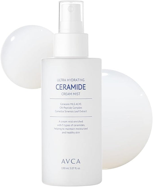 AVCA Ultra Hydrating Ceramide Cream Mist – Milky Face Mist with 5 Ceramides for Deep Moisture, Soothing & Dewy Glow, Lightweight Hydrating Facial Spray for All Skin Types (5.07 fl oz)