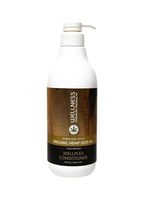 Wellness Premium Wellplex Hemp Shampoo & Conditioner Bundle | 1L Each | Restorative Hair Care for Damaged, Color-Treated Hair | Vegan, Organic, Moisturizing & Strengthening with Hyaluronic Acid