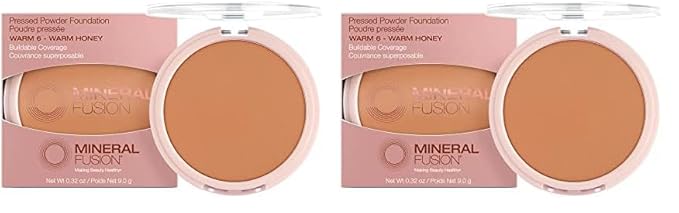 Mineral Fusion Pressed Powder Foundation, Warm 6, 0.32 Ounce (Pack of 2)