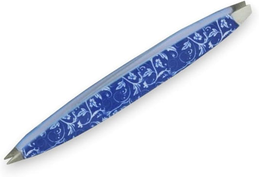 F.A.R.A.H Z-Tweeze Professional Stainless Steel Dual Ended Precision Tweezers - Aurora Collection (Blue Vine)