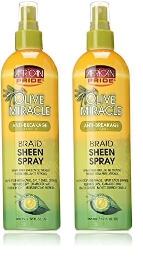 African Pride Olive Miracle Braid Sheen Spray 12 Oz (438125) (Pack of 2)