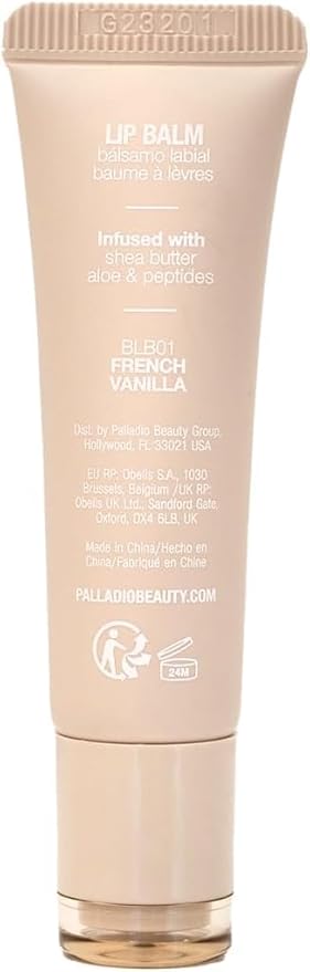 Palladio Butter Balm - Hydrating Lip Balm with Sheer Tint, Aloe, Peptides, Shea Butter, and Vegan Formulation for Instant Moisture, Shine, and Soothing Lip Care, French Vanilla