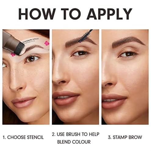 Eyebrow Stamp Stencil Kit - 24PCS Eyebrow Stencils for Perfect Brow, Eyebrow Stamp Long-lasting Waterproof & Smudge-Proof, Eyebrow Kit with Eyebrow Brush for Thin & Thick Brow (Medium Brown)