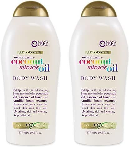 OGX Extra Creamy + Coconut Miracle Oil Ultra Moisture Body Wash, 19.5 Fl Oz (Pack of 2)