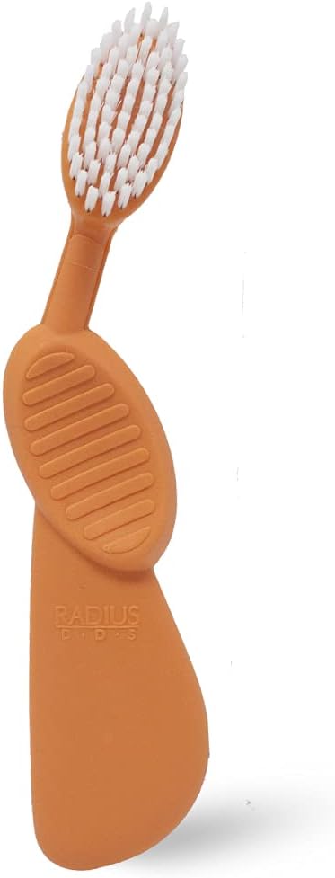Radius Toothbrush Flex Brush BPA Free & ADA Accepted Designed to Improve Gum Health & Reduce Gum Issues - Right Hand - Orange White - Pack of 1