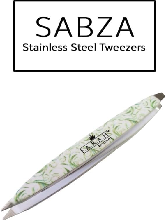 F.A.R.A.H. Z-Tweeze Professional Sabza Stainless Steel Dual Ended Precision Tweezers with Slanted and Pointed Tips