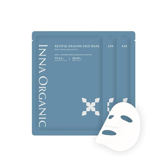 INNA ORGANIC Sheet Mask - Sleep Well Glow, Overnight Renewal, Restful Healing｜EWG & COSMOS certified (Pack of 3) | Blue Tansy Essential Oils Infused Skin Care | Luxury Clean Beauty
