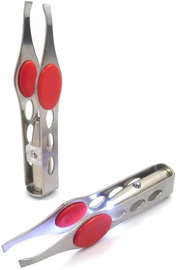 Silver Tweezer With LED Light For Hair Removal Makeup Tool Eyebrow Eyelash for Women Facial Hair, Lash Trimmer,Hair Tweezers,Ingrown For Tweezer,Tweeze,Women's Hair Removal Tweezers