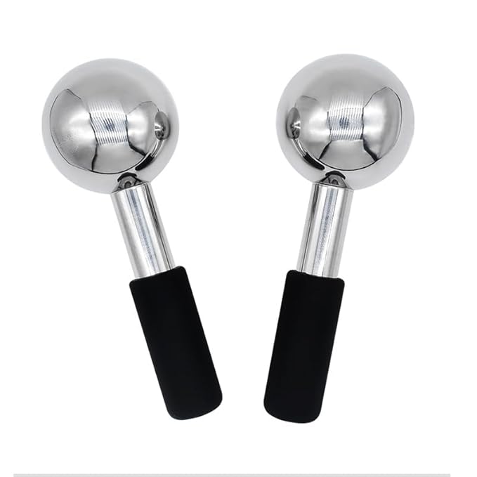 Betyura Ice Globes for Face & Eyes – Unbreakable Stainless Steel Cooling Cryo Sticks, Hot & Cold Facial Roller for Puffiness, Dark Circles & Daily Skincare（Black）