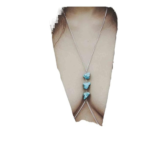 Boho Turquoise Bra Slave Chain Silver