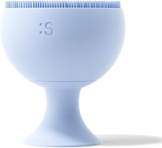 Palm Face Clean Pro⁺ - Silicon Electric Face Scrubber for Acne - IPX7 Waterproof and Rechargeable Face Exfoliator with Slip-Free Grip, 3 Speed Setting - Free from phthalates - Arctic