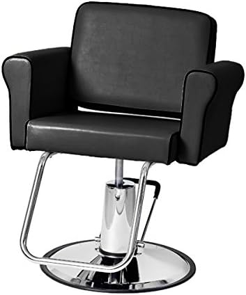 Pibbs Claire Styling Chair for Professional Salons & Barbershops, Classic Black Upholstered Seat & Back Cushions with Armrests, Durable Construction, Made in USA - PIB-3306