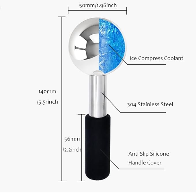 Betyura Ice Globes for Face & Eyes – Unbreakable Stainless Steel Cooling Cryo Sticks, Hot & Cold Facial Roller for Puffiness, Dark Circles & Daily Skincare（Black）