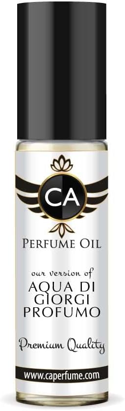 CA Perfume Impression of Aqua Di Giorgi Profumo For Men Replica Fragrance Body Oil Dupes Alcohol-Free Essential Aromatherapy Sample Travel Size Concentrated Long Lasting Attar Roll-On 0.3 Fl Oz/10ml