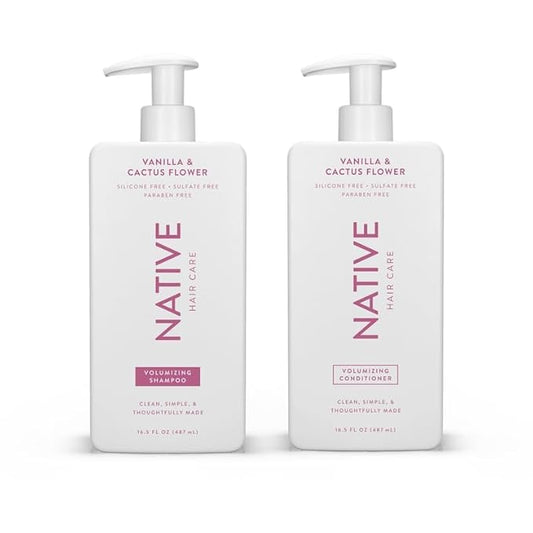 Native Vanilla & Cactus Flower 2-in-1 Shampoo & Conditioner Contain Naturally Derived Ingredients |All Hair Type Color & Treated, Fine to Dry Damaged, Sulfate & Dye Free - 2-Pack
