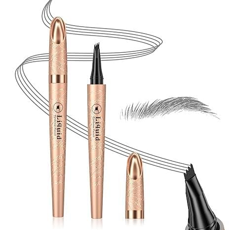 Eyebrow pen - Liquid Eye Brow Microblading Pencil With Micro 4 Point Lift & Brow Pen Snatch, Long-Lasting Waterproof Eyebrow Pencils for Women (Gray)