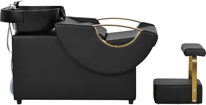 Shampoo Bowl and Chair Set for Salon,Seogwisam Backwash Barber Chair,ABS Plastic Shampoo Bowl Sink Unit w/Independent Footrest for Beauty Spa Barbershop