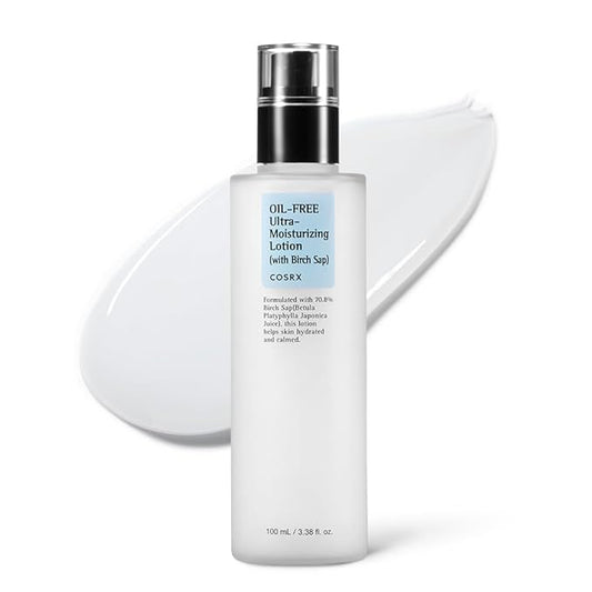 COSRX Oil Free Lotion with Birch Sap, Daily Acne Facial Moisturizer, Hydrating Moisturizer for All Skin Types, Korean Skin Care, Paraben free, Stocking Stuffers, Gifts For Women3.38 fl.oz / 100ml