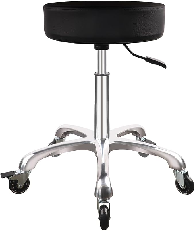 Rolling Stool with Wheels, Adjustable Heavy Duty Hydraulic Stool for Shop Medical Tattoo Spa Guitar, Swivel Chair（Black）