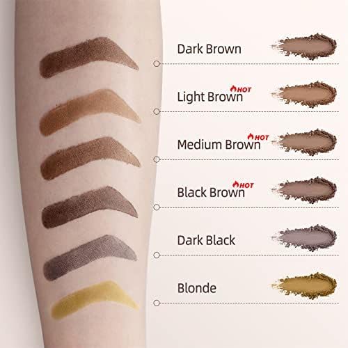 Eyebrow Stamp Stencil Kit - Eye Brow Stencil Kits with Eyebrow Blush, Long-lasting Waterproof & Smudge-Proof Eyebrow Shaping Kit with 24 Reusable Eyebrow Stencils for Perfect Brow (Dark Black)