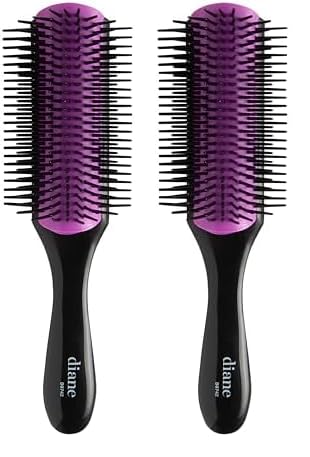 Diane Nylon Pin Styling Hair Brush for Detangling, Separating, Shaping and Defining Wet Thick or Curly Hair, Glides Through Tangles with Ease (Pack of 2)
