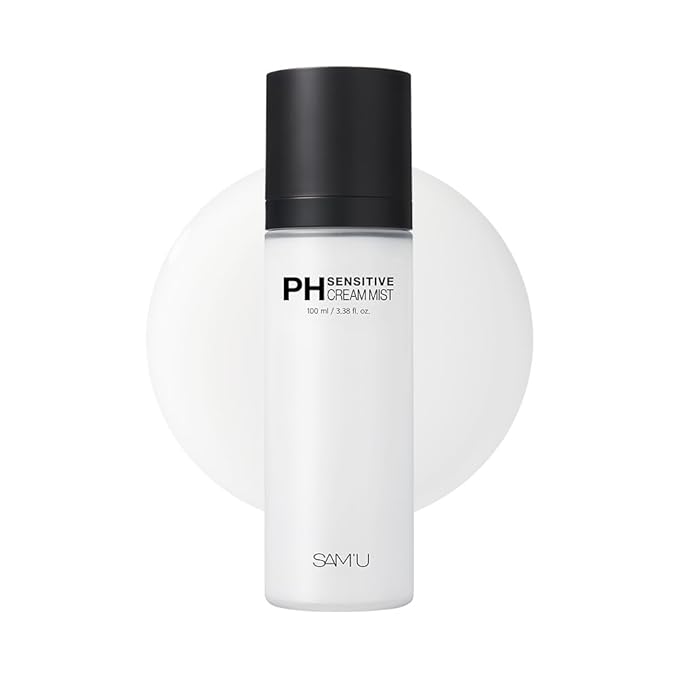 SAM'U PH Sensitive Cream Mist, Ceramide Face Mist, Hypoallergenic Facial Spray with Hyaluronic Acid & Centella, Hydrating & Quick Absorbing, Korean Skin Care for Dry & Sensitive Skin, 3.38 Fl. Oz