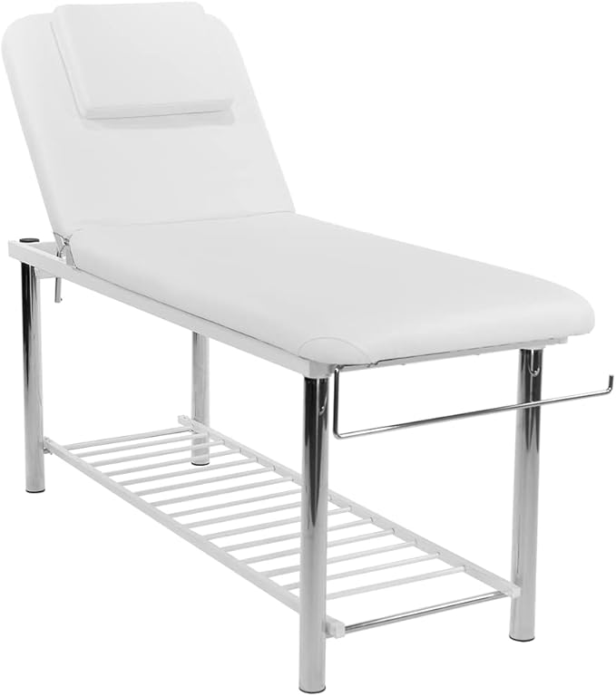 SKINACT Metal Frame Edition of Smart Massage/Facial Bed & Table +600lbs White (Heavy Duty)