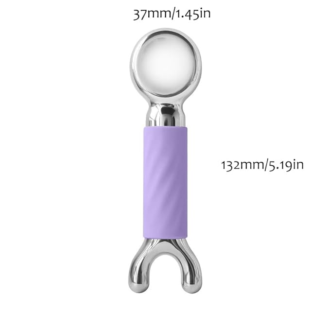 Betyura Ice Globes for Face & Eyes – Dual-Head Stainless Steel Facial Cryo Sticks with Silicone Grip, Cooling Globes to Reduce Puffiness Wrinkles - Purple