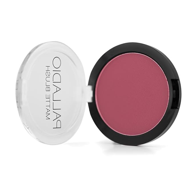 Palladio Matte Blush, Brushes onto Cheeks Smoothly, Soft Matte Look and Even Finish, Flawless Velvety Coverage, Effortless Blending Makeup, Flatters the Face, Convenient Compact, Velvetine