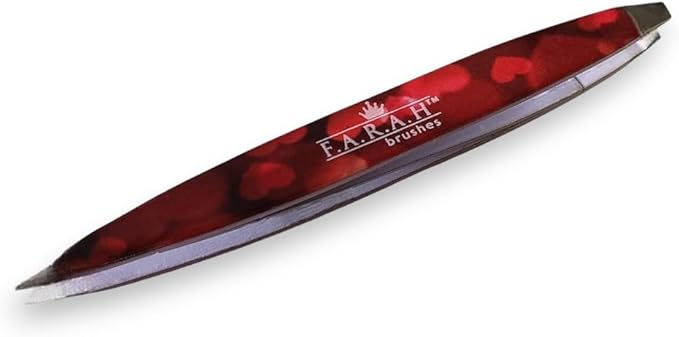 F.A.R.A.H Z-Tweeze Professional Stainless Steel Dual Ended Precision Tweezers - Heart Collection (Red Heart to Heart)