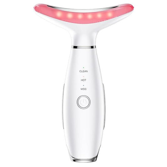 Facial Massager, 3 Modes Face Sculpting Tool, Vibrating Neck Face Massager with Thermals (Beige)