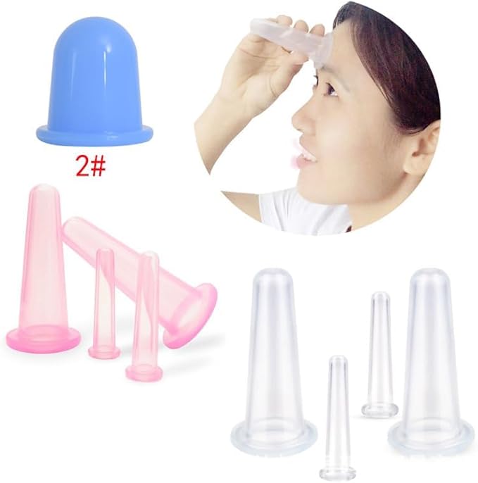 4Pcs Massage Cupping Set Silicone Mini Facial Cups Face Massager Helper Skin Care Neck Back Eyes Massaging Cup Safe to Use, Don't Worry About Burns Health Care Products (Purple)