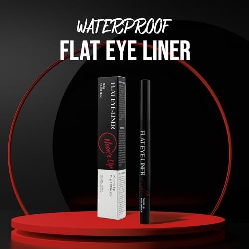 NOON'S UP Flat Eye-Liner - Waterproof Liquid Eyeliner Pen | Ultra-Slim & Bold Black Eyeliner | Quick-Dry & Waterproof Liquid Liner | Long Wear & No Smudge | Look-Defining Black Pen (0.018 Fl. Oz.)