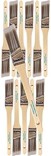 12PK 1 inch Angle Brush Premium Wall/Trim House Paint Brush Set Great for Professional Painter and Home Owners Painting Brushes for Cabinet Decks Fences Interior Exterior & Commercial Paintbrush.
